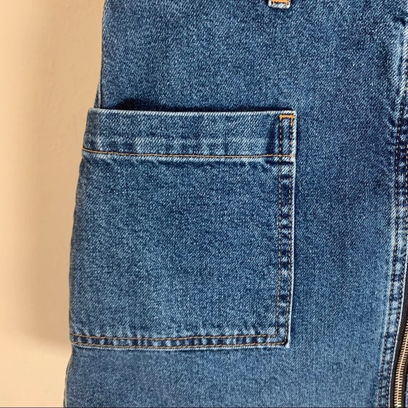 TOPSHOP Moto Zipper Denim Patch Pocket Mini Skirt - Picture 6 of 16